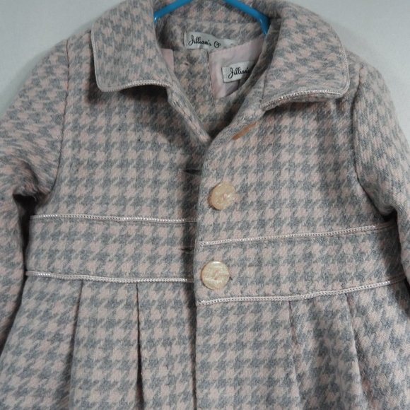 C740 Jillian's Closet Gray and Pink Houndstooth Coat and Dress - Picture 2 of 14